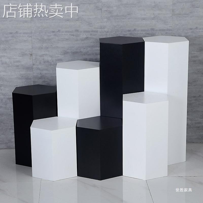 木质烤漆展台六角形展示台展览展示柜橱窗模特底座高低流水台