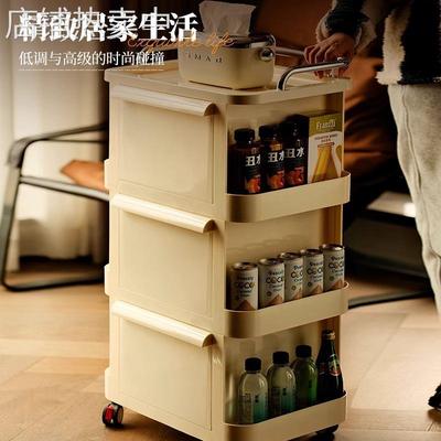 轻奢小推车置物架抽屉式收纳柜多功能零食收纳柜可移动卧室床头柜