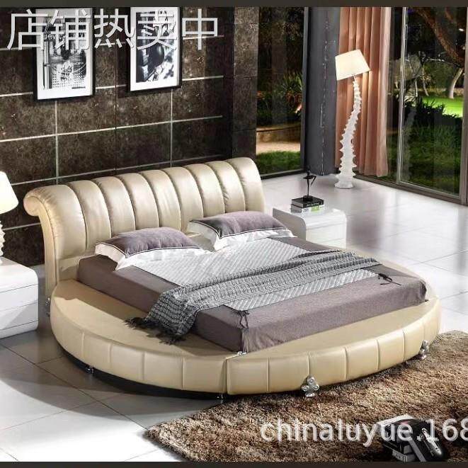 热销美式大床双人床婚床主卧情侣休闲主床现代简约大气牛皮大床