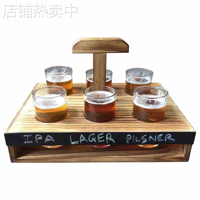 欧式木质酒店酒杯托盘家用客厅台面带手柄酒杯托简约实木托盘