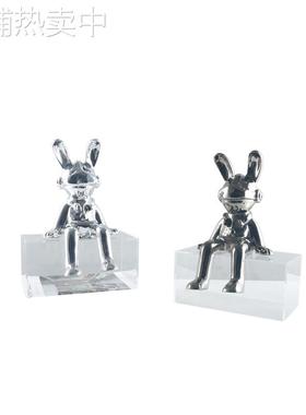 现代轻奢卡通趣味机械兔子摆件样板房艺术抽象动物客厅玄关装饰品