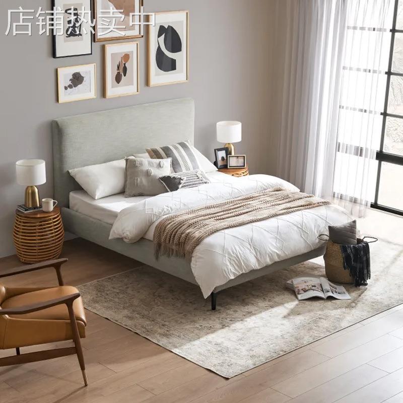 现代简约1.5米主卧布艺大床意式轻奢设计师实木北欧民宿双人家具