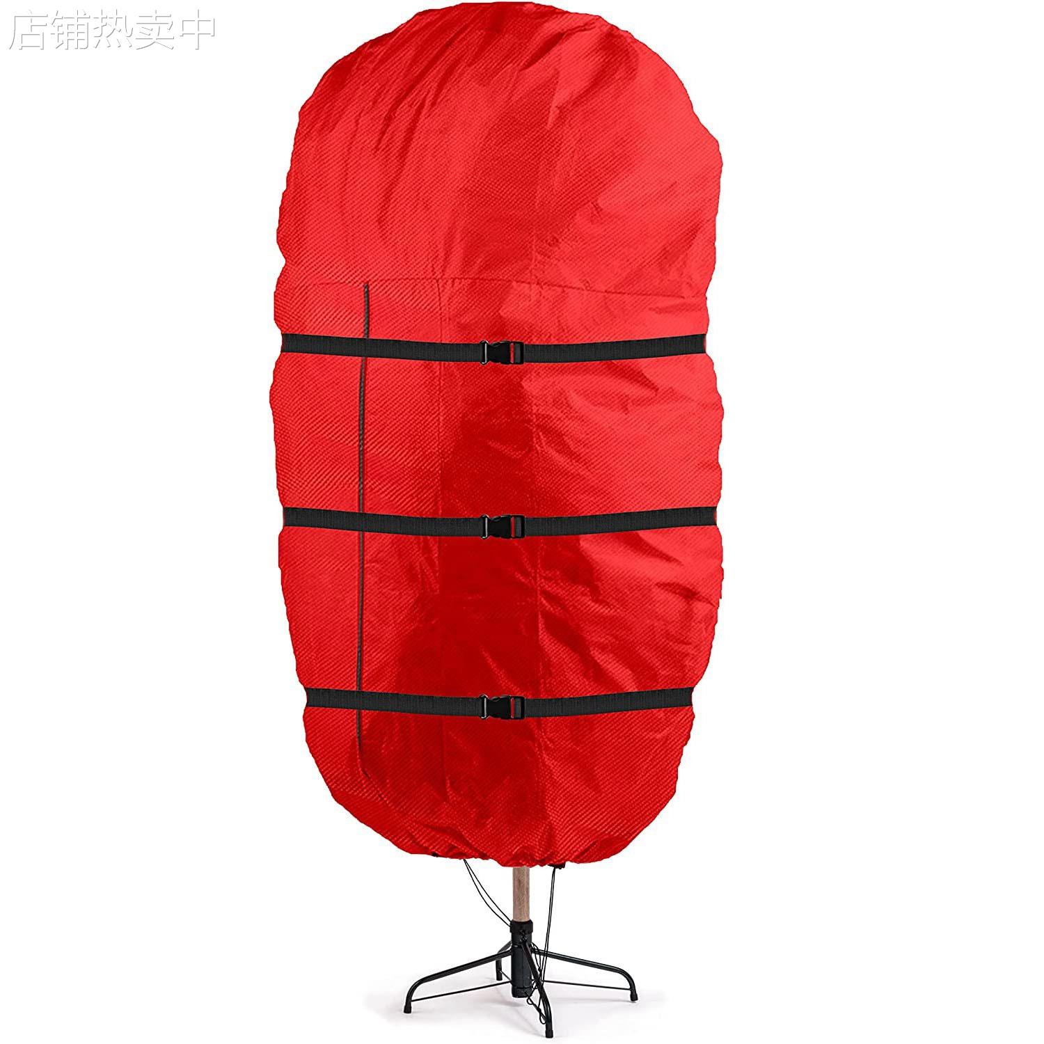 直立式树形储存袋 PE防水红色带抽绳圣诞树收纳袋耐用防尘储存包