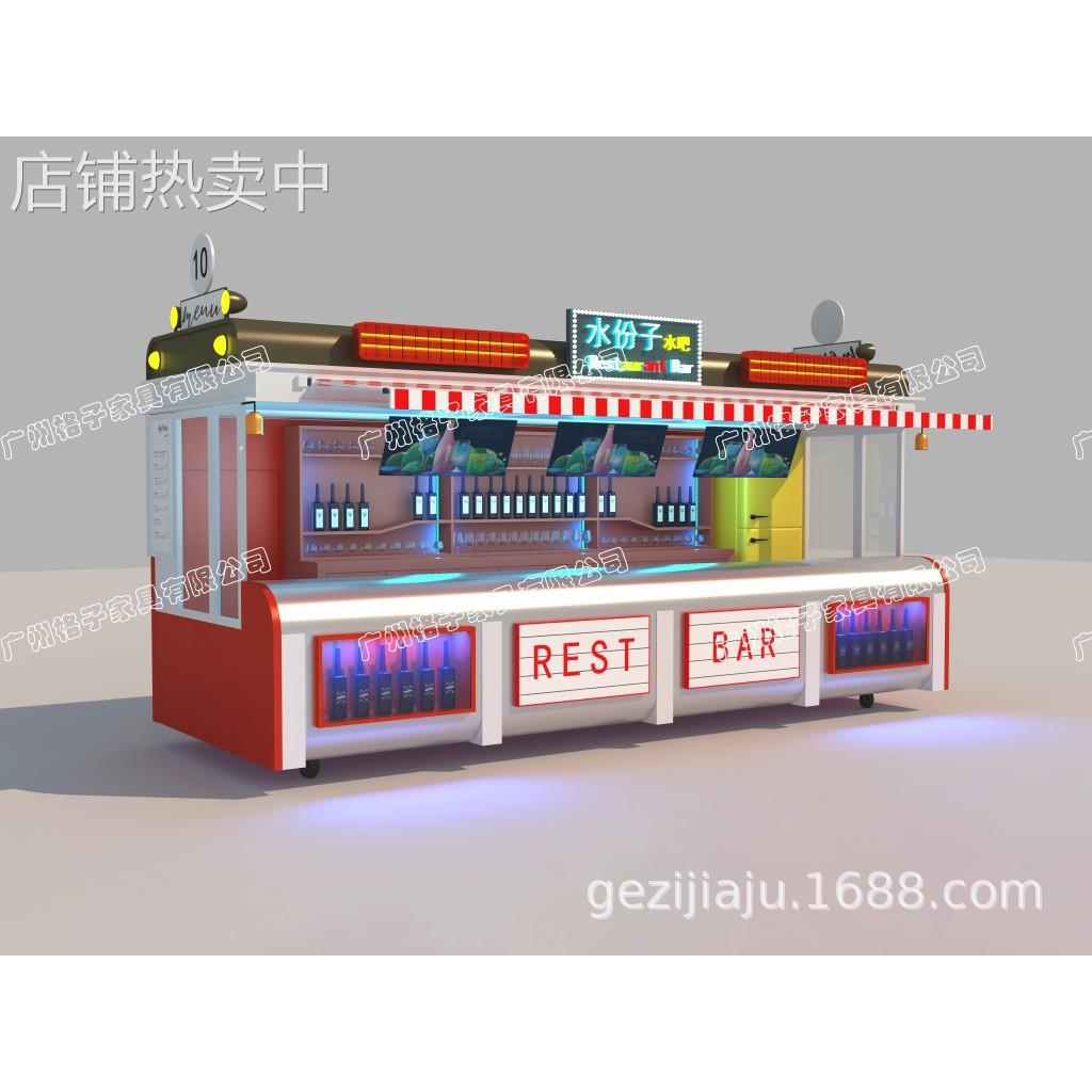 步行街奶茶咖啡售卖亭 美食街网红烧烤餐车 广场移动商铺摊位花车