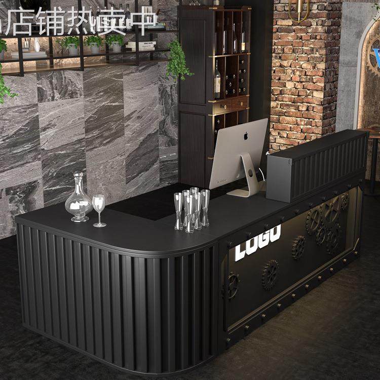 工业风收银台酒吧餐饮烧烤咖啡奶茶美容服装店接待台转角柜台吧台