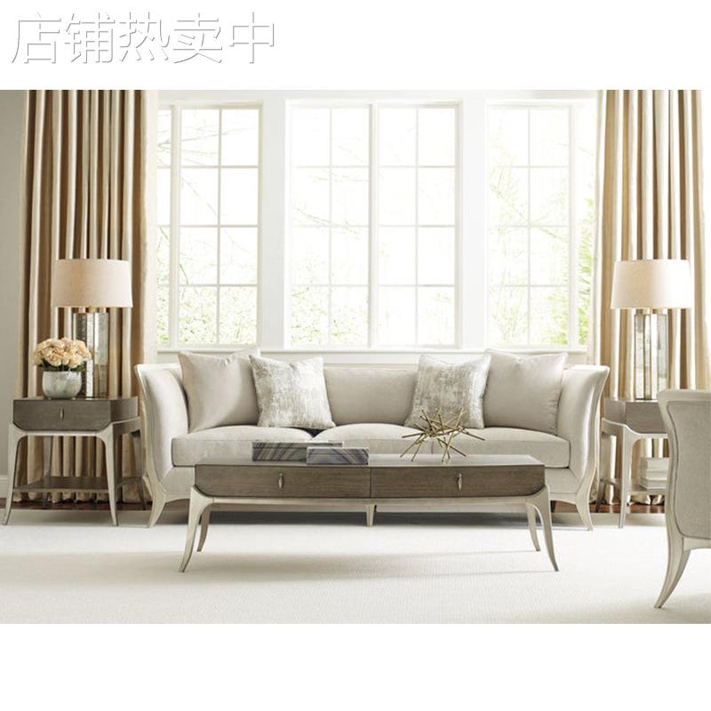 美式乡村简约轻奢单人三人布艺沙发客厅酒店售楼处前台别墅样板房