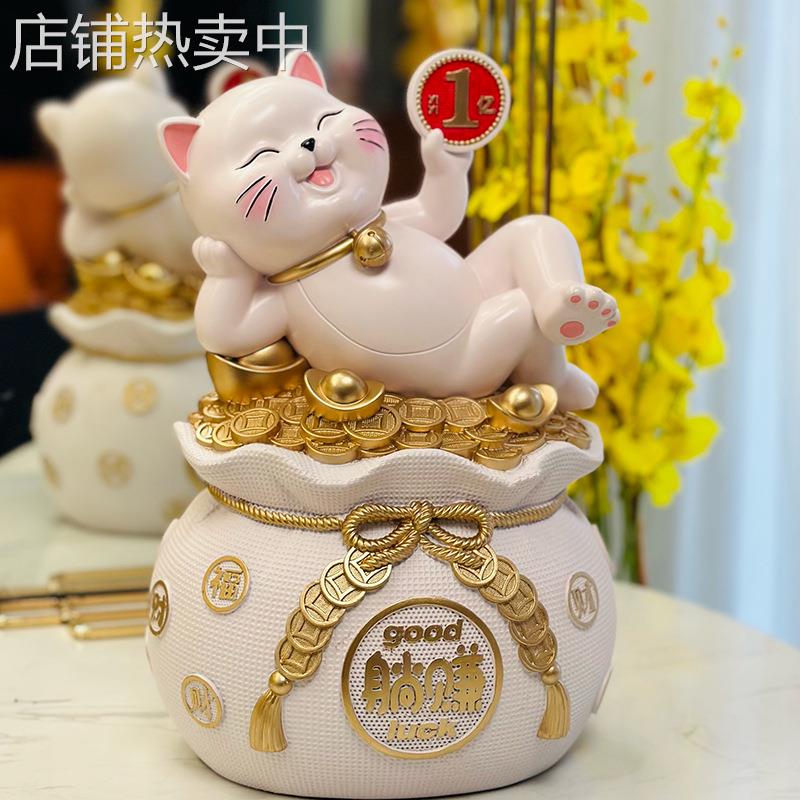 2025年新款网红招财猫摆件躺赚店铺前台收银台装饰品新店开业礼物