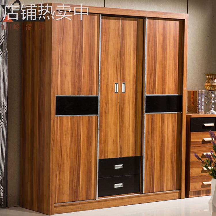简约现代板式衣柜 容量大组合衣橱四门木质整体衣柜成品现货直供