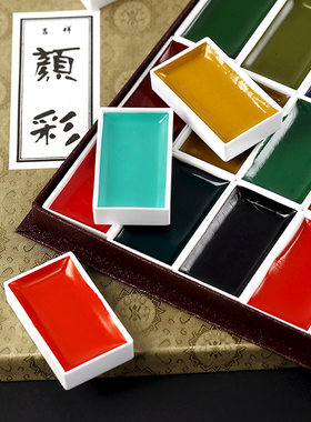 樱花进口吉祥颜彩国画颜料12色60色固体水彩颜料珠光初学者国画