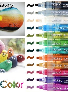 12Colors/Set Marker Acrylic Paint Permanent Marker for Wood