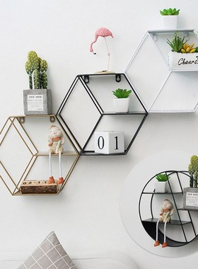 Nordic Wrought Iron Round Design Wall Racks Hollow Retro St