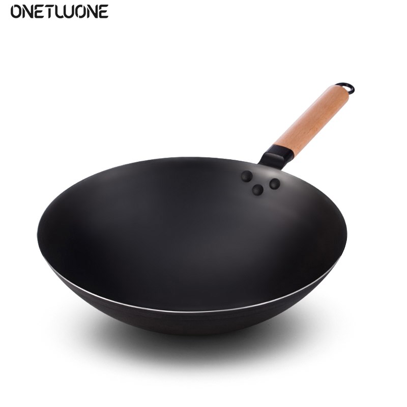 Cooking Wok Household large Iron pot Old-fashioned Uncoated