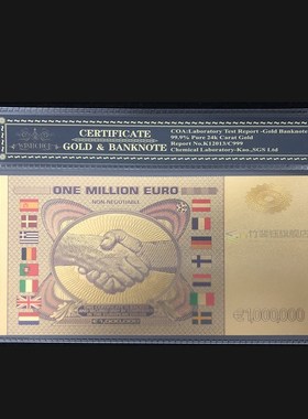 Souvenir Gifts  Color Gold Banknote 50 Euro Banknotes in 24k