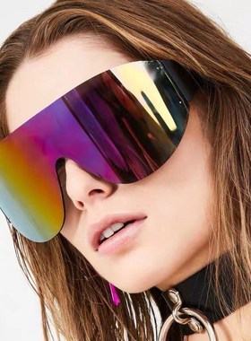 JASPEER Oversized Mask Sunglasses Women Goggle Vintage Sun