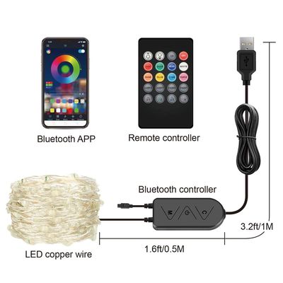 Smart 2/5/10/20M USB RGB Changing String Light Bluetooth Ap