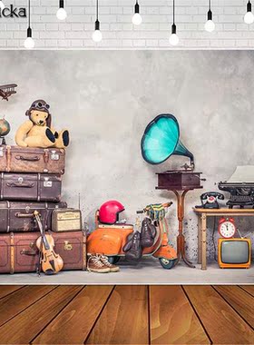 Mocsicka World Map Travel Photography Backdrops Retro Suitc