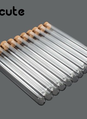 Kicute 10pcs/pack Lab Glass Test Tube With Cork Stoppers 15x