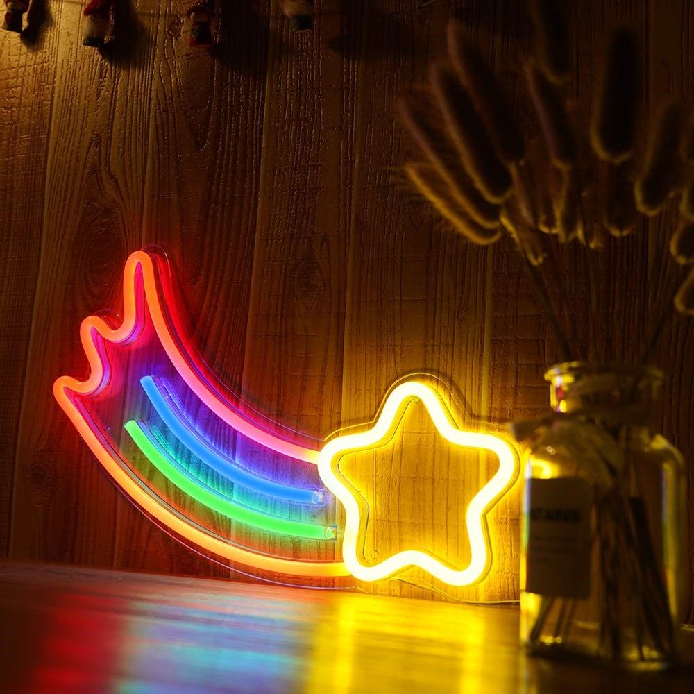 decorative led rainbow shaped neon sign light wall decor art