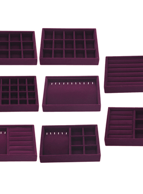 Elegant Purple Velvet Stackable Jewelry Display Tray Case Ho