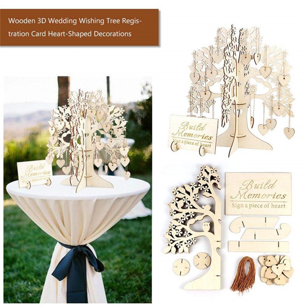 Wedding Guest Book Wishing Tree Wooden Hearts Tags Pendant D 电子元器件市场 外设配件 原图主图