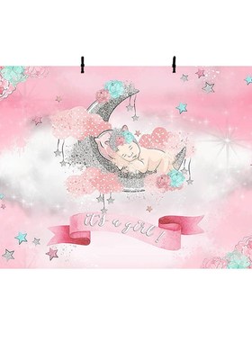 Avezano Photography Backdrop Baby Shower Clouds Twinkle Lit