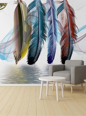 beibehang custom papel de parede 3d room Colored feathers mu