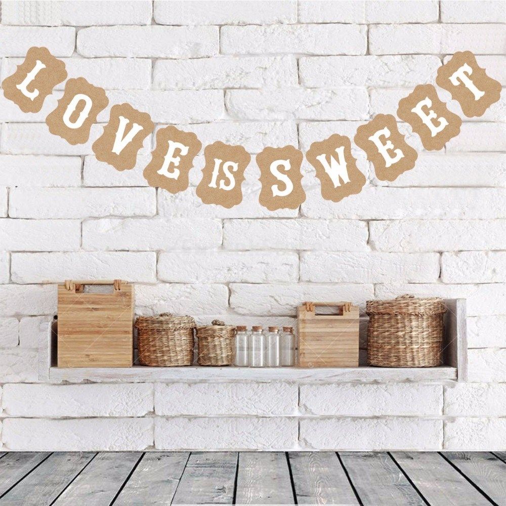kraft paper banners love is sweet wedding party bunting fla