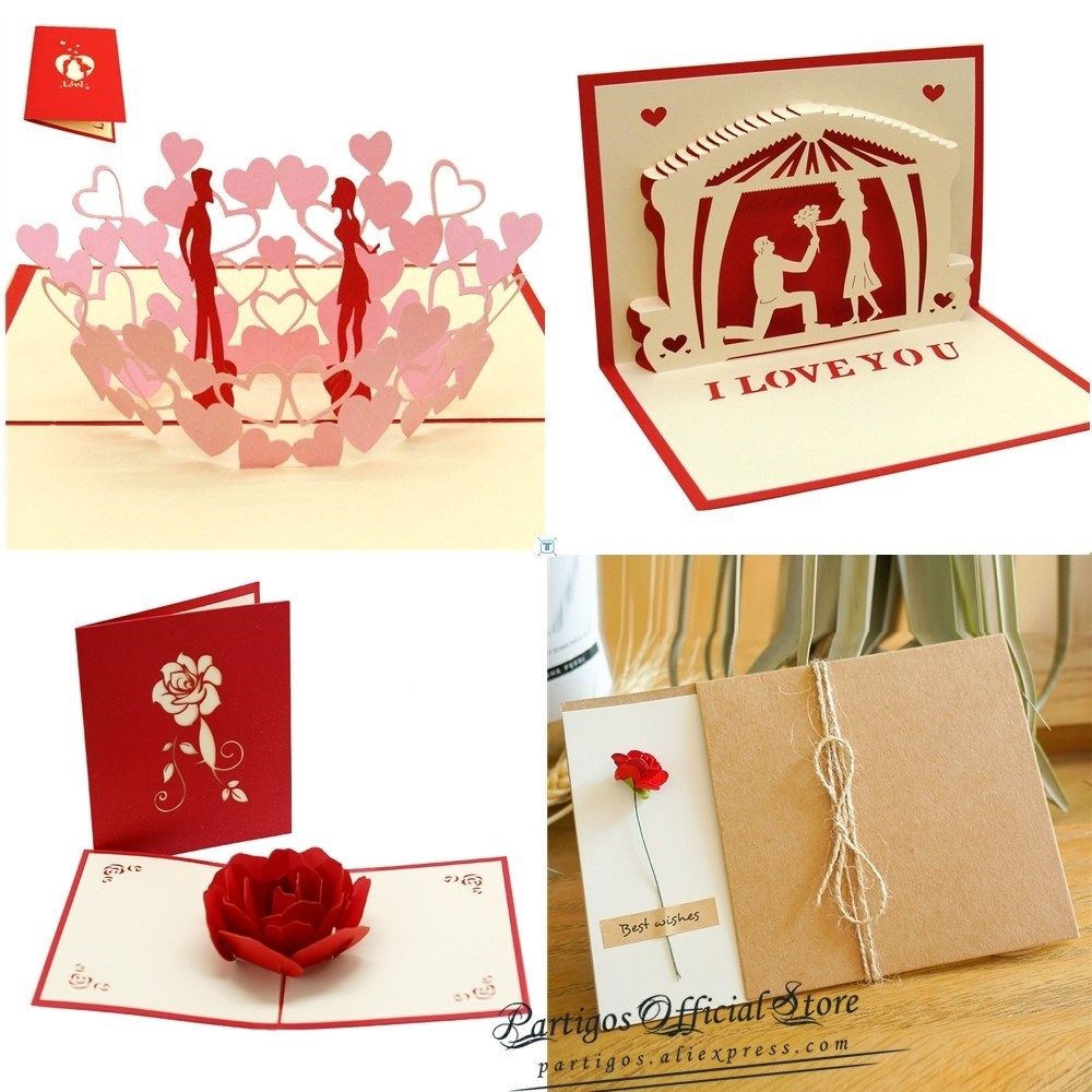 3d pop up cards valentines day gift postcard wedding