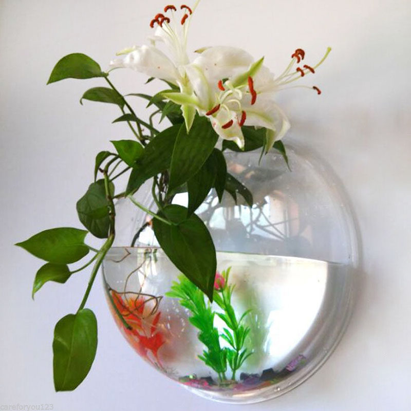 2 sizes pot plant wall mounted hanging aquarium transparent