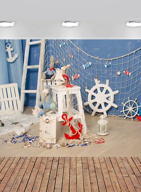 Net Anchor Shells Wooden Boards Scene Baby Party Photograph