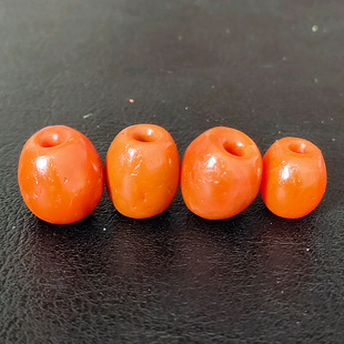 藏传回流老甘南红玛瑙桶珠枣珠精品满色满肉文玩顶珠手串108配珠