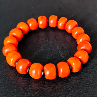 藏传回流老南红手串原矿天然老甘南红玛瑙手链精品柿子红满色满肉