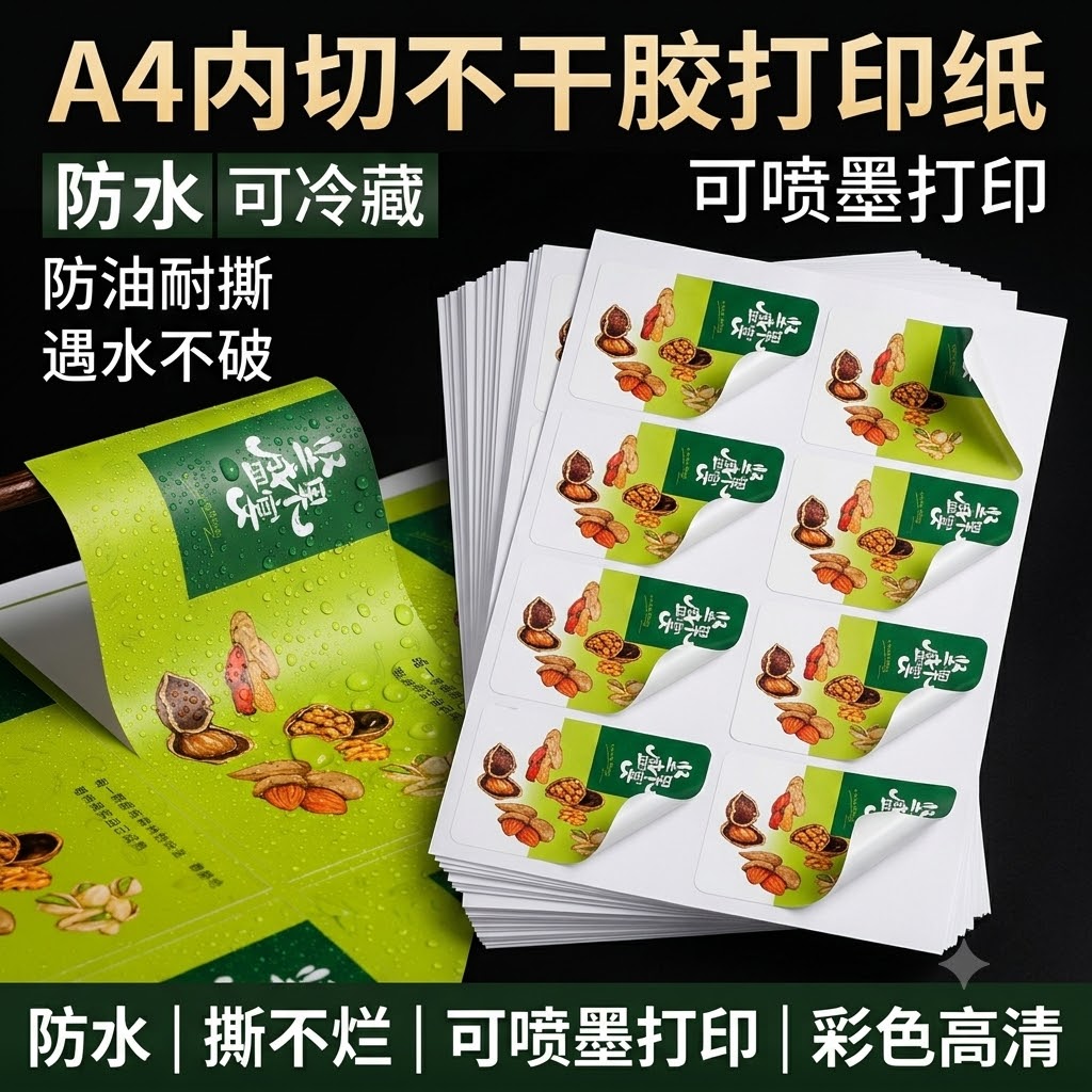 A4不干胶标签纸PP进口涂层防水防油激光喷墨自粘背胶A3内切免裁切