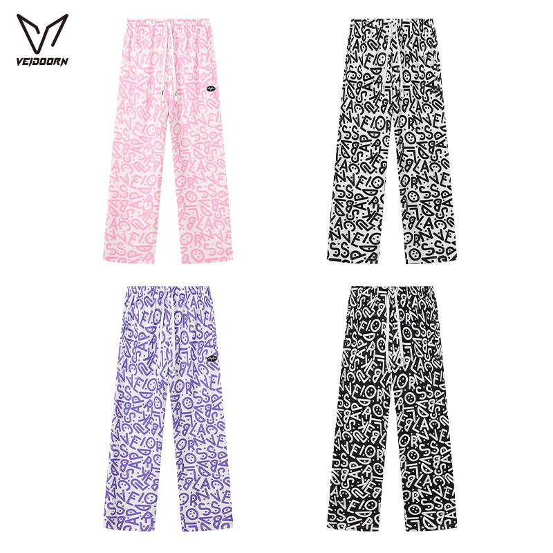 维动波潮花裤子九分男春夏薄款美