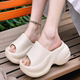 女生居家外穿小个子时尚 松糕厚底凉拖鞋 百搭增高沙滩凉拖 新款 夏季