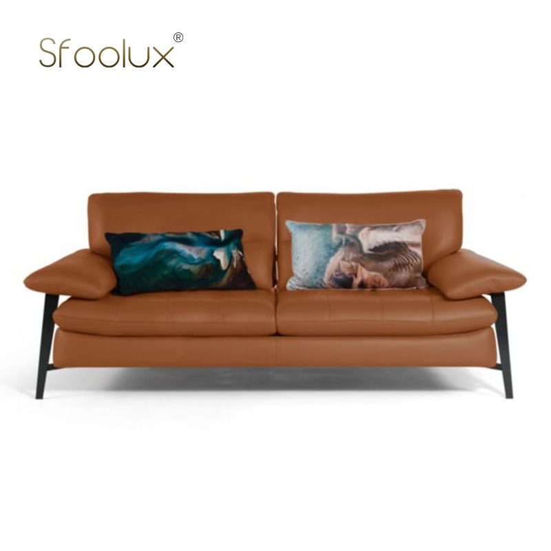 意式轻奢艺术设计样板间客厅阳台直排皮革SEQUENCE双人沙发