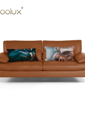 意式轻奢艺术设计样板间客厅阳台直排皮革SEQUENCE双人沙发