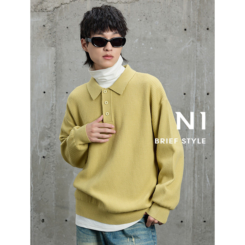 N1冬季简约纯色毛衣男