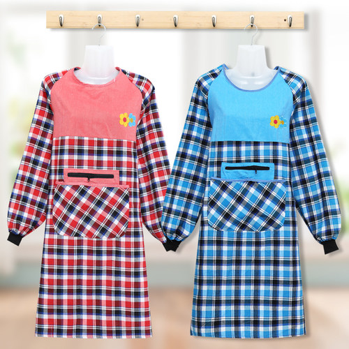 带拉链纯棉长袖反穿饭店清洁罩衣