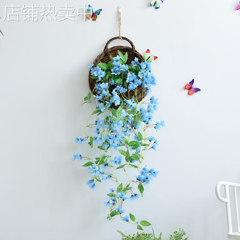 仿真小百合壁挂阳台装饰花藤蔓室内假花藤条客厅墙面塑料吊顶植物