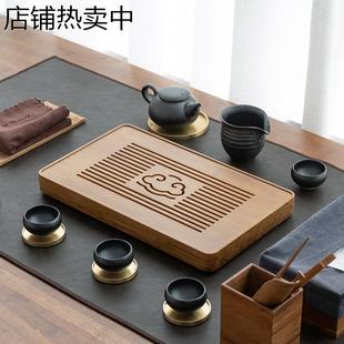 储水家用简约迷你茶海长方形小号茶台日式 实木茶盘抽屉式 干泡台