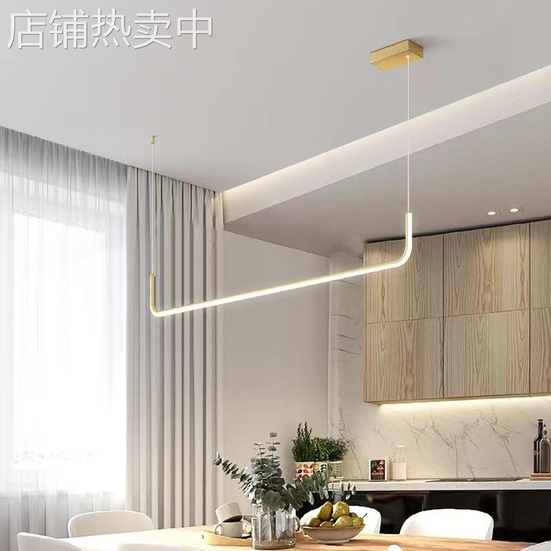 餐厅吊灯现代简约餐桌灯北欧极简设计师创意一字长条吧台饭厅灯具