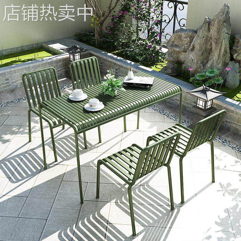 网红铁艺户外桌椅奶茶店餐厅室外休闲成套餐桌椅庭院露天休闲桌椅