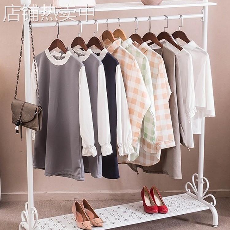 简约衣帽架服装陈列展示货架女挂衣架子落地卧室简易置衣包架家用