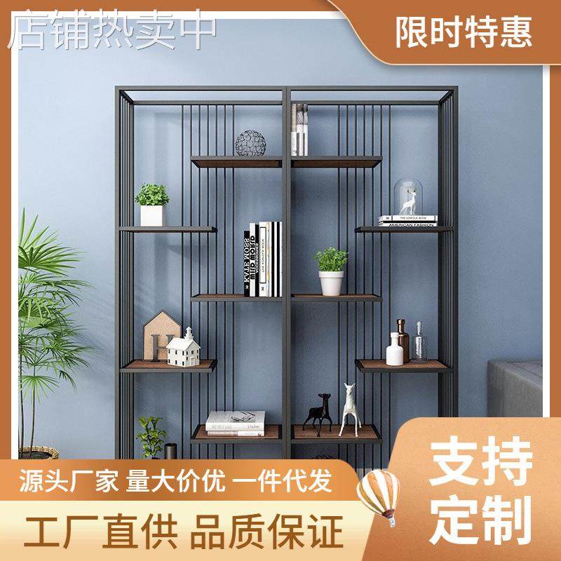 铁艺置物架办公室屏风隔断工业风多层书架客厅玄关架美容院展示架