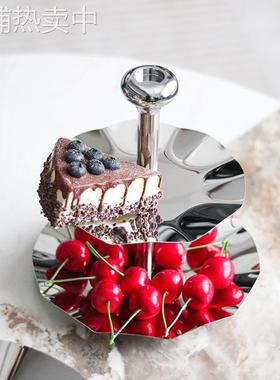 双层艺术花边点心盘摆件家居餐厅会所酒店小吃蛋糕展示盘软装饰品