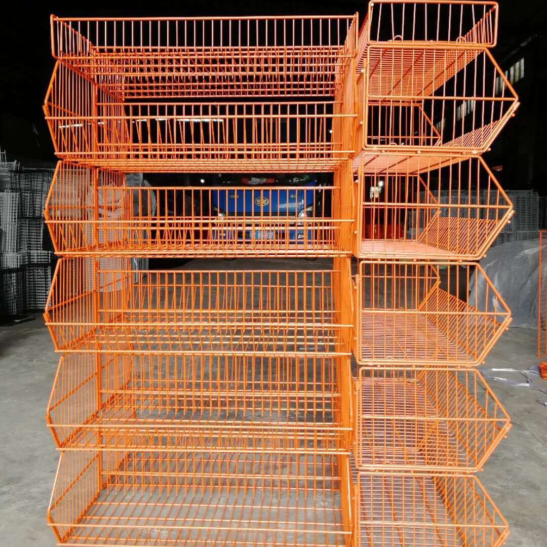 工厂直销网式面包零食促销架小卖部玩具展示架带轮组装斜口篮
