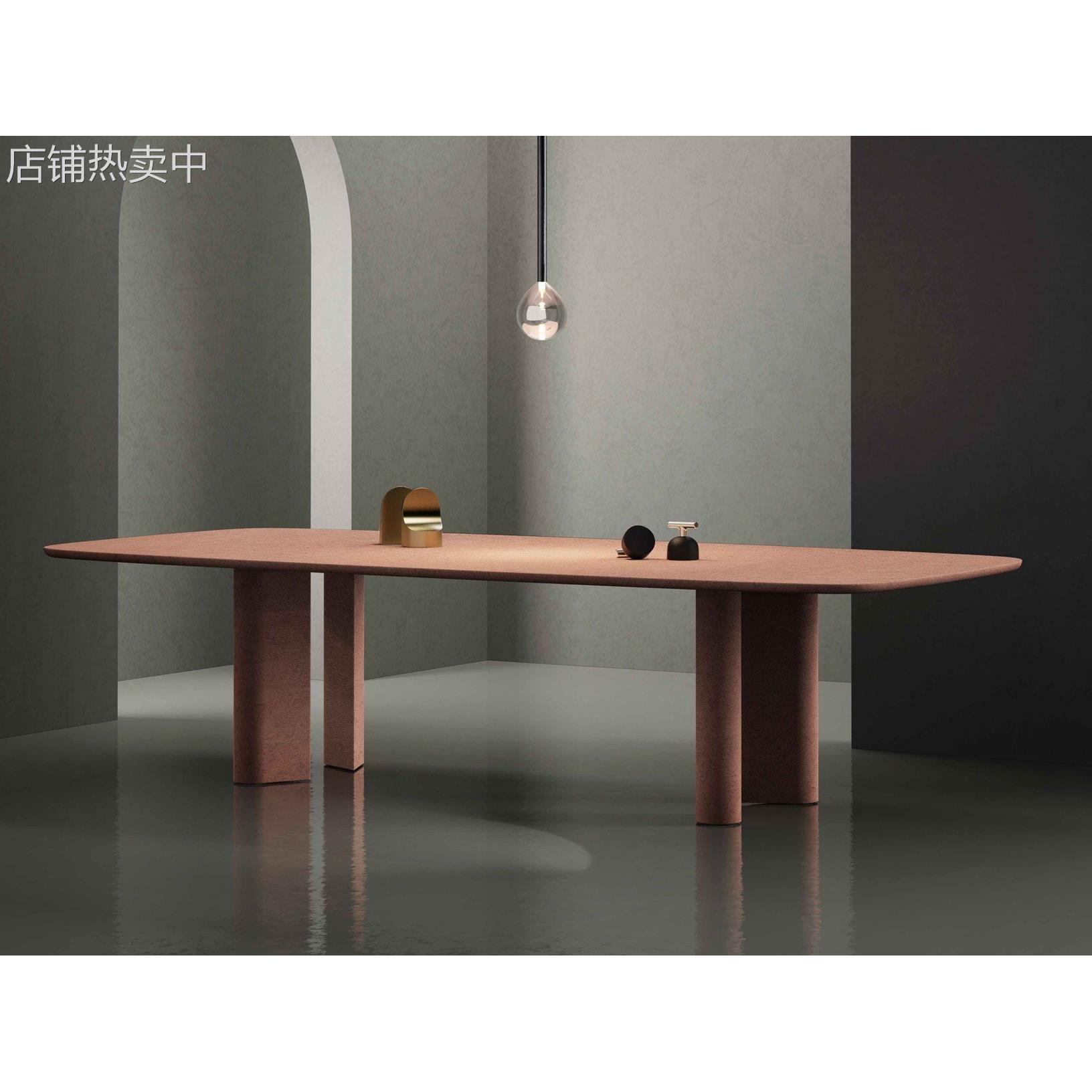 轻奢极简实木长桌个性洽谈桌家用创意餐桌设计师网红书桌办公桌