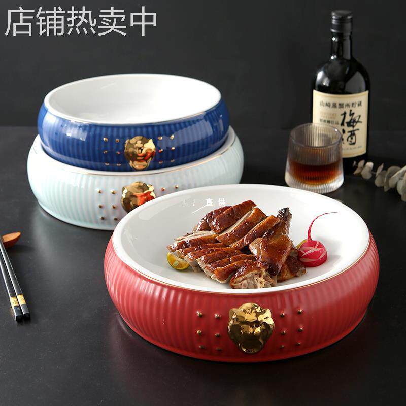 新中式古典会所熟食展示盘酒店餐厅明档陶瓷餐具特色意境摆盘托盘
