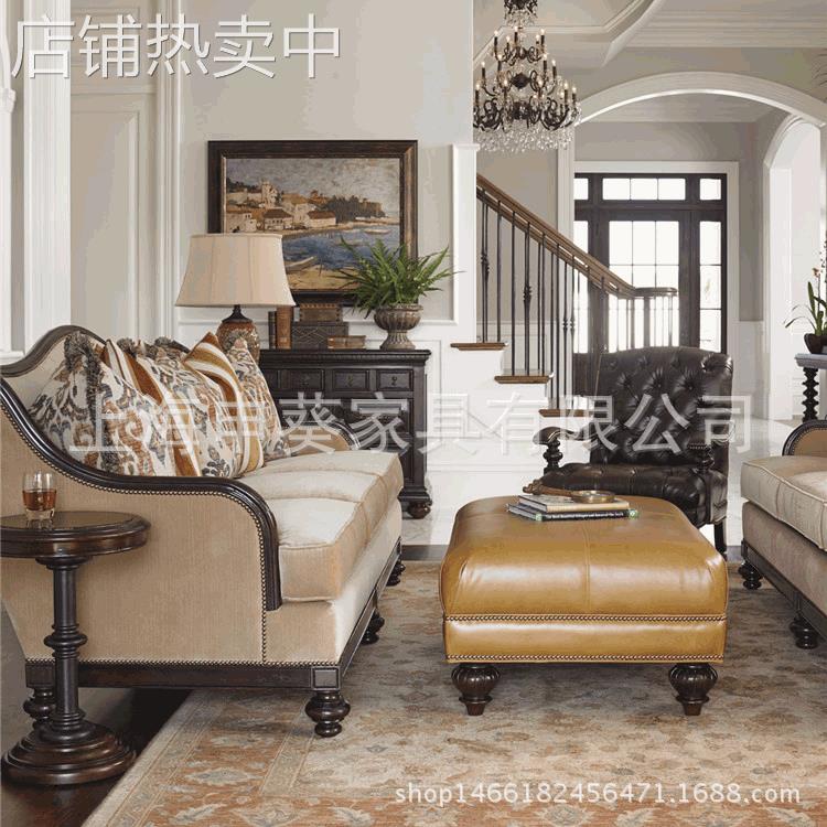 美式布艺双人沙发进口新古典亚麻布艺沙发酒店会所家具